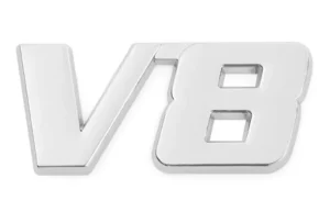 Emblema Logo V8 Multimarca 5.9x2.6cm Metálico con adhesivos
